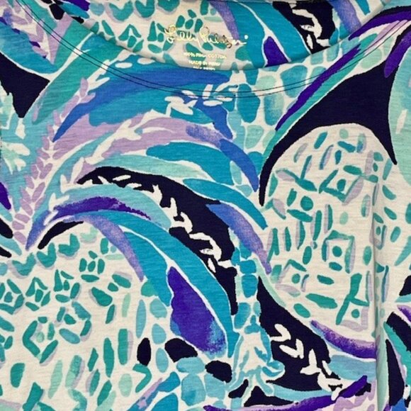 Lilly Pulitzer Hollee Dress Bright Navy Alotta Colada - Aqua/Navy/Purple - M - Picture 5 of 11